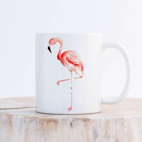 Flamingo Coffee Mug, Watercolor Flamingo Coffee Mug, Tea Mug, Flamingo Watercolor Tea Mug, Ceramic Flamingo Mug, Flamingo Art, Animal Mug