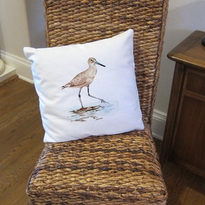 Sandpiper Beach Bird Cotton Linen Decorative Accent Throw Pillow Cover, Decorator Pillow Cover, Designer Accent Throw Pillow Cover image 3