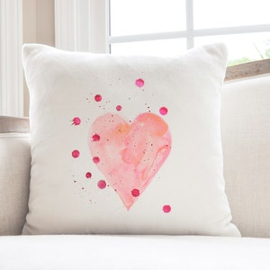 Pink Heart Valentines Day Accent Throw Pillow Cover