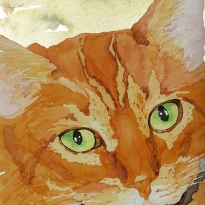 Orange Tabby Cat Print from Original Watercolor, Ginger Cat Print, Cat Wall Art, Tabby Cat Home Decor, Orange Tabby Cat Design, Pet Portrait