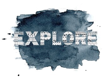 Explore Watercolor Wall Art Print For Home Decor, Watercolor Pen And Ink Art Print, Neutral Watercolor Wall Art, Explore Typography Print