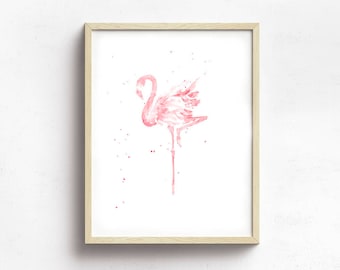 Digitaler Download, Flamingo Aquarell Druckbare Kunst, Rosa Flamingo Druckbare Wandkunst, Rosa Kinderzimmer Flamingo druckbar, Baby Kinderzimmer Rosa