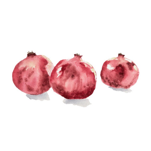 Pomegranate Print From My Original Watercolor, Pomegranate Wall Art, Food Watercolor Wall Art Print, Garnet Home Decor Wall Art Print