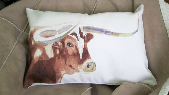 Longhorn Accent Throw Pillow Rustic Western Pillow Cover Etsy