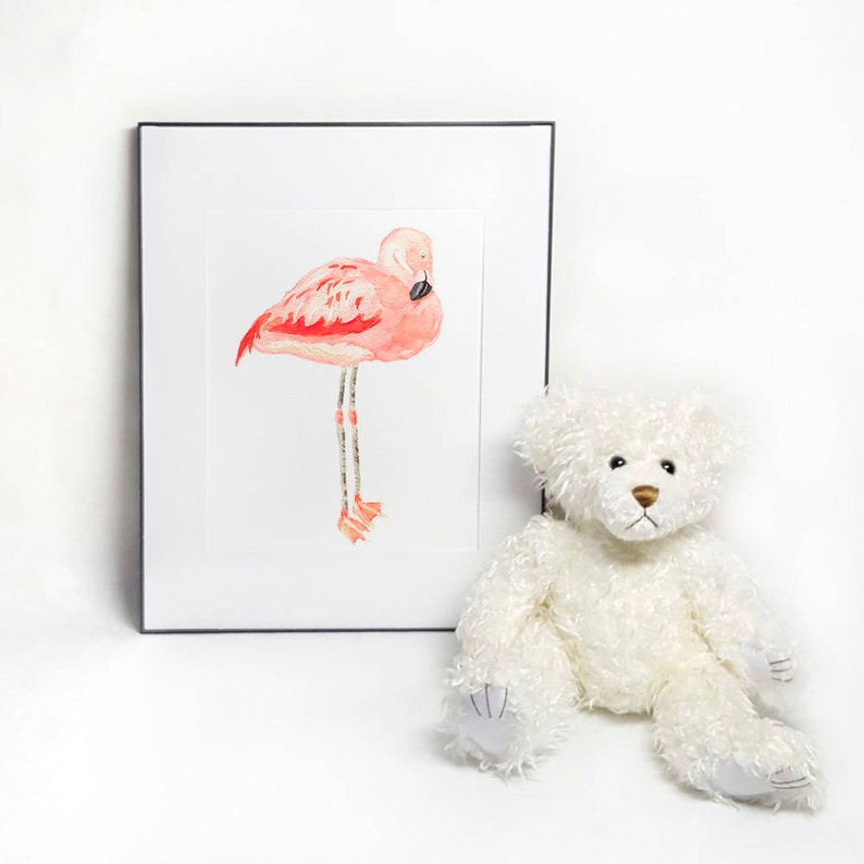 Pink Flamingo Home Decor Watercolor Print Flamingo Wall Art Print Coastal Decor Wall Art Print, Flamingo Print from Original Watercolor