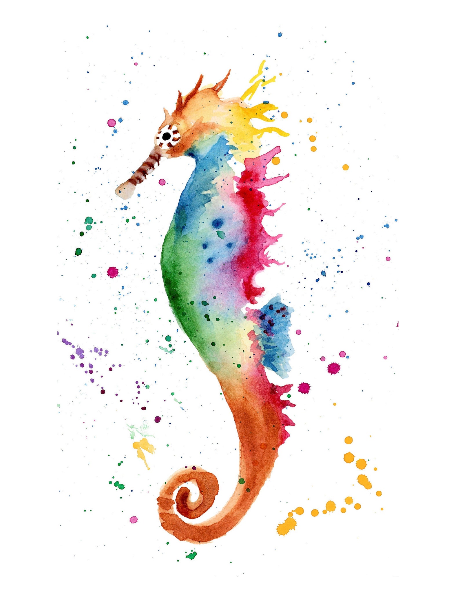 Seahorse Watercolor Wall Art Print for Home Decor Seahorse Etsy