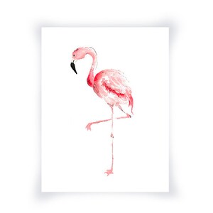 Pink Flamingo Watercolor Painting Print, Flamingo Wall Art Home Decor, Pink Coral Flamingo Wall Art Print, Coastal Art Print, Beach Art image 4
