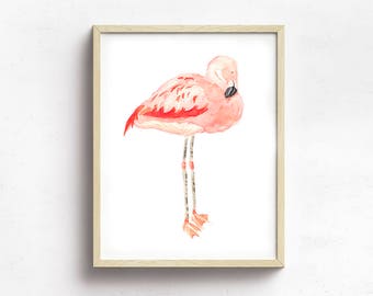 Digital Download,Flamingo Watercolor Art Print, Pink Nursery Wall Art Decor, Flamingo Nursery Decor, Printable Nursery Decor, Flamingo Print