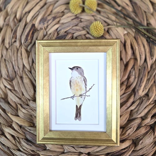 Impression encadrée d'oiseaux phoebés de l'Est à partir d'une peinture originale