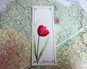 Spring Tulip Watercolor Bookmark, Watercolor Bookmark Print, Tulip Watercolor Bookmark, Spring Flower Watercolor Bookmark, Tulip Flower Art