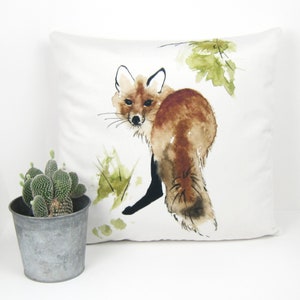 Fox Accent Throw Pillow Cover, Woodland Fox Pillow Cover, Watercolor Fox Decorative Accent Pillow Cover, Soft And Cuddly Pillow Cover