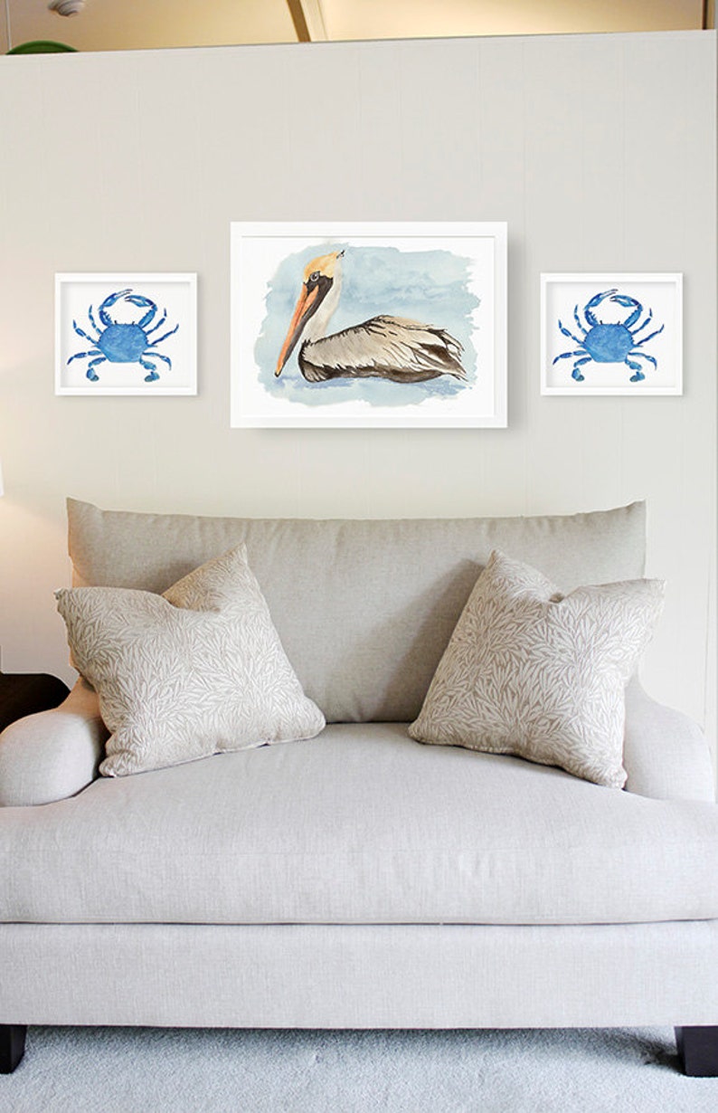 Blue Crab Print From Original Watercolor, Chesapeake Bay Blue Crab Wall Art Print, Maryland Blue Crab Home Decor Wall Art Print, Coastal Art image 3