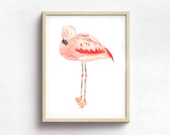 Digital Download,Flamingo Watercolor Art Print, Pink Nursery Wall Art Decor, Flamingo Nursery Decor, Printable Nursery Decor, Flamingo Print