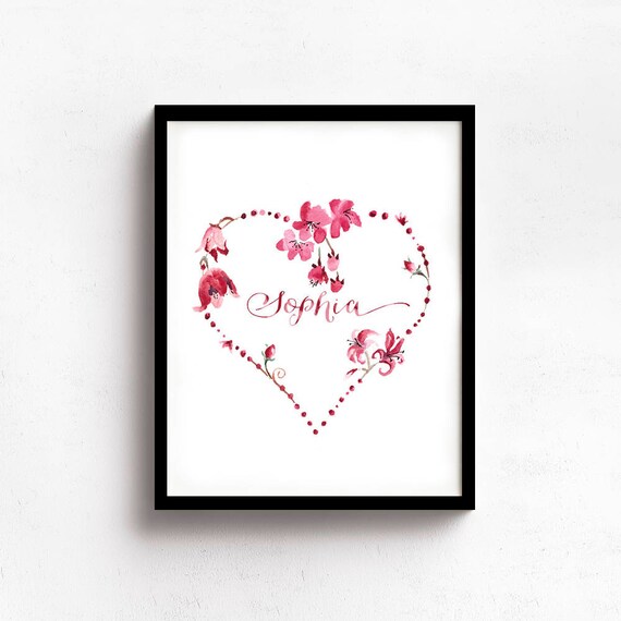 Items similar to Customizable Nursery Wall Art Print, Girls Pink Nursery Art Print With