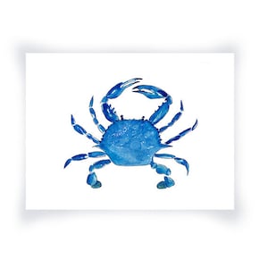 Blue Crab Print From Original Watercolor, Chesapeake Bay Blue Crab Wall Art Print, Maryland Blue Crab Home Decor Wall Art Print, Coastal Art image 1