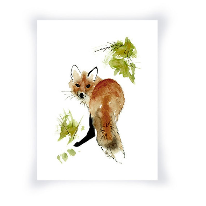 Red Fox Print from Original Watercolor Painting, Red Fox Illustration, Red Fox Painting Wall Art, Rustic Decor Wall Art, Woodland Art Print image 4