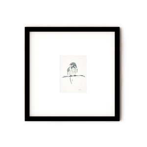 Little Bird Minimalist Print from My Original Watercolor, Black and White Bird Watercolor Print, Grey Neutral Tones, Neutral Gray Wall Art image 5