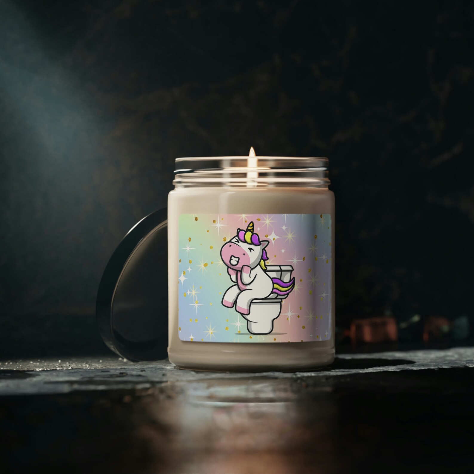 Pooping Unicorn Candle Funny Bathroom Decor Candle Jar Apple, Cinnamon