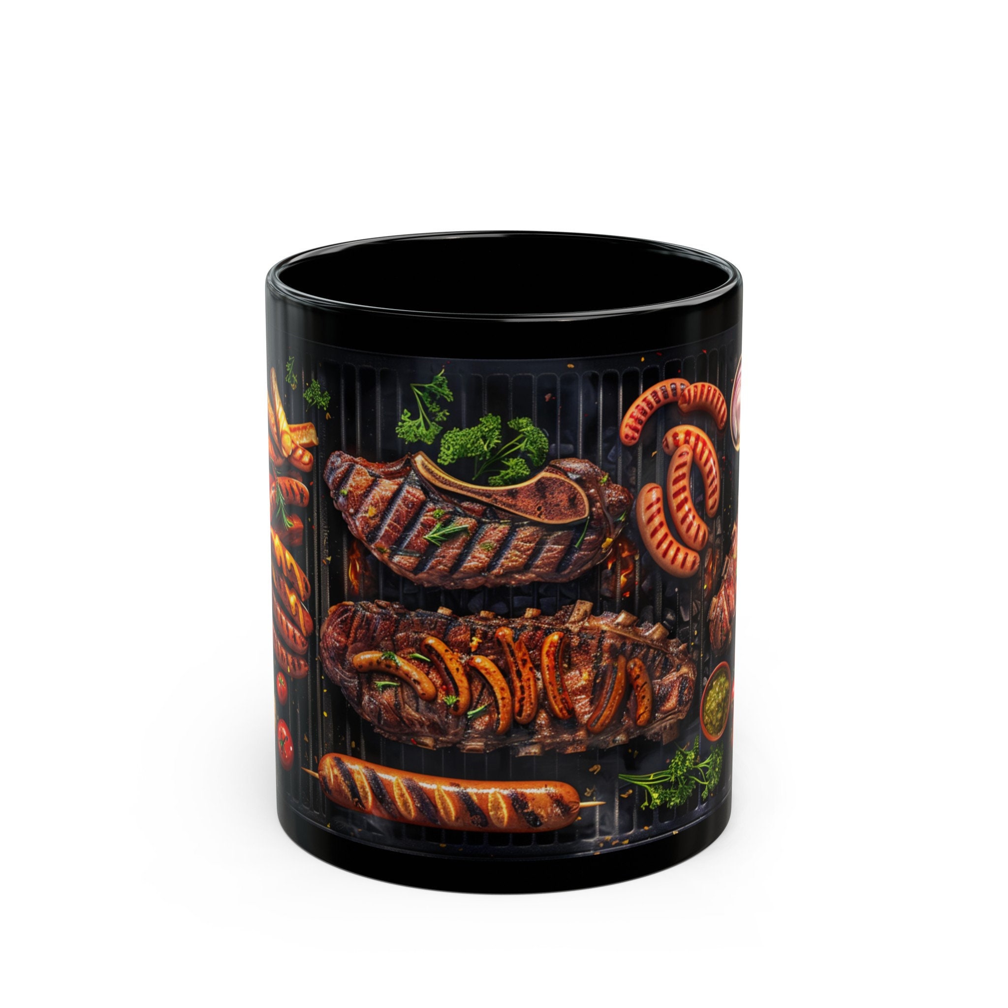 Grill Top Coffee Mug, Cookout Mug, Food Lover, Meat-eater, Coffee
