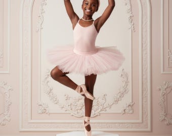 Ballerina Digital Background, Ballet Studio Digital Backdrop, Pink Ballerina Studio Digital Backdrop