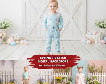 Spring Easter Digital Background, Spring Garden Gate Digital Backdrop, Easter Tulips & Lavender Photography Background