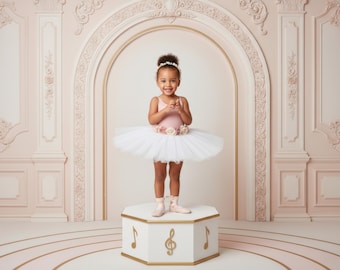 Ballerina Digital Background, Ballet Studio Digital Backdrop, Pink Ballerina Studio Digital Backdrop