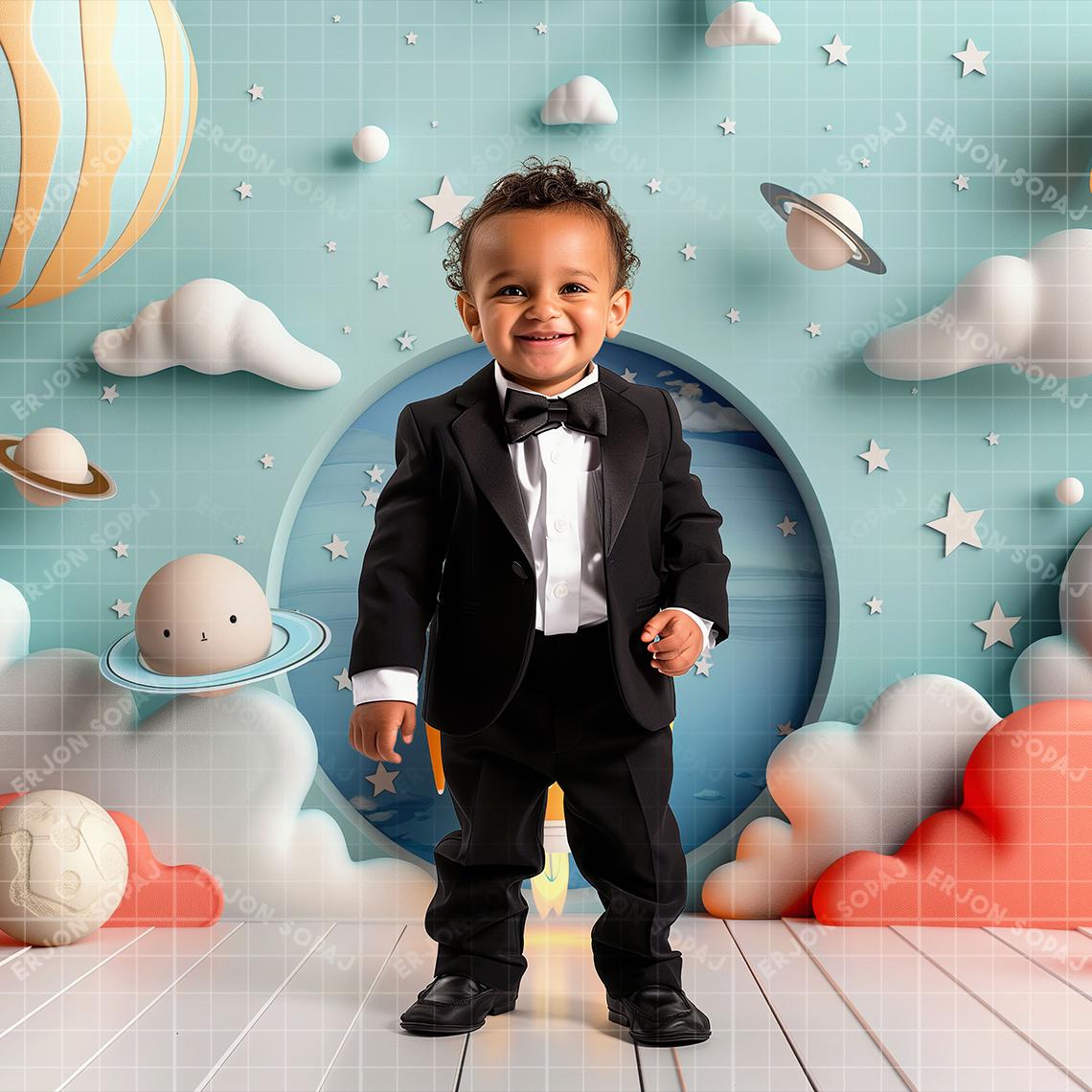 Spaceman & Cutest Moonscape, Space Studio Digital Backdrop, Rocket Ship ...