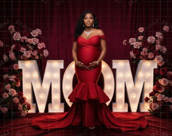 Floral MOM Digital Backdrops - Rose Floral Maternity & Motherhood Photography Background - Studio Composite