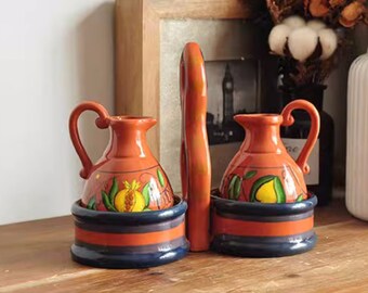 Retro handmade ceramic small jars, baskets, creative rural decorations, fun decorations, gifts