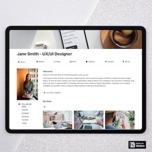 Modelo de site de portfólio de noções | gerente de mídia social, fotógrafo, freelancer, web designer, ui/ux, assistente virtual, coaching