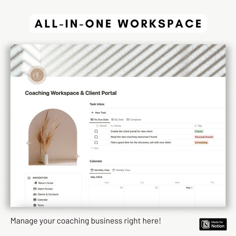 Notion Coaching Client Portal: Ultimate Business Workspace Template - Etsy