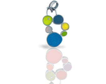 Reversible Bubble Cluster Pendant | Silver and Resin Double Sided Charm | Colorful Jewelry
