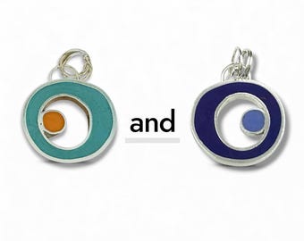 Colgante circular reversible: dije para collar de resina y plata de ley
