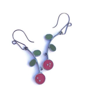 Choisissez vos couleurs Boucles doreilles de fleurs réversibles Bijoux en argent et en résine Pendants floraux colorés image 7