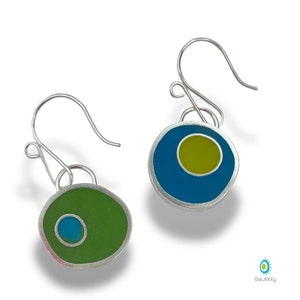 Reversible Earrings Pendant Silver Resin Colorful Double Sided Mix and Match Mismatched Convertible image 3
