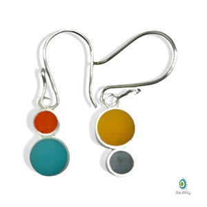 Reversible Mismatched Earrings Silver & Resin Dots 2 in 1 Jewelry image 3