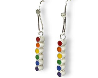 Pendientes de arcoíris artesanales 2x1 / Pequeños puntos apilados / Regalo del Orgullo Gay