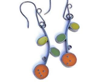 Choose your Colors | Reversible Flower Earrings | Silver and Resin Jewelry |  Colorful Floral Dangles