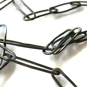 Long Bench Made Chain- Oxidized Sterling Wrap Necklace- Hand Forged Hammered Chain - Blackened Silver Necklace