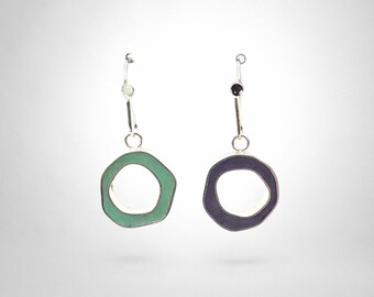 Aros de círculos orgánicos - Reversibles de resina - Morado/Aqua (a juego o no)