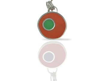 Reversible Resin Pendant | Sterling Silver Charm | Colorful circles Pendant