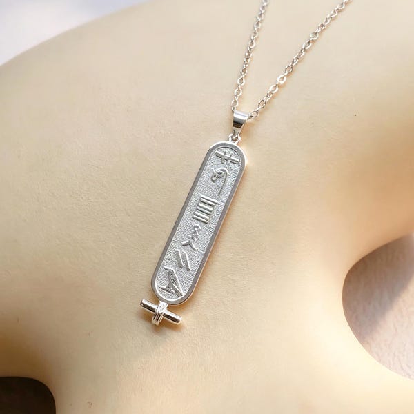 Custom Egypt Cartouche Necklace, Egyptian Hieroglyphic Name Necklace, Egypt Personalized Name Jewelry, Christmas Gift for Her