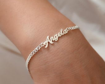 Personalized Name Bracelet for Women, Gold Name Bracelet, Name Jewelry, Memorial Name Bracelet, Gift for Her, Christmas Gift for Mom