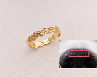 Dog Nose Print Ring, Custom Actual Fingerprint Ring, Pet Nose Print Jewelry, Personalized Pet Memorial Gift, Gift for Her