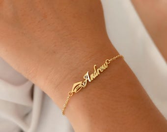 Pulsera personalizada con nombre para graduación, pulsera con birrete de licenciatura 2025, pulsera conmemorativa con nombre, pulsera de la promoción universitaria 2025, regalo de graduación para ella.