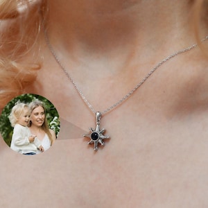 Custom Photo Necklace, Photo Projection Necklace, Personalized Picture Necklace, Snowflake Memorial Gift, Gift for Her, Holiday Gift
