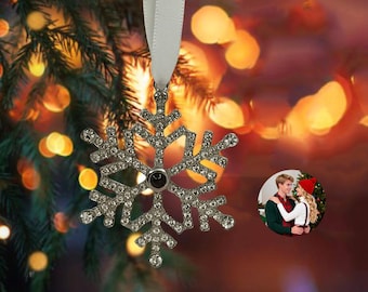 Custom Family Photo Projection Ornament, Picture Snowflake Decoration, Memorial Christmas Photo Ornament, Ornament Gifts for Her Him