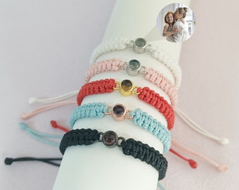 Photo Projection Bracelet, Personalize Projection Photo Bracelet, Handmade Braided Rope Bracelet, Picture Charm Bracelet, Gift for Her Him