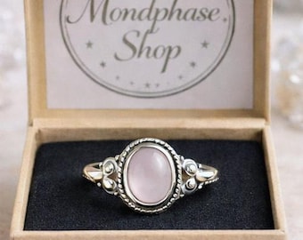 Silver ring with rose quartz | 925 sterling silver | Rose quartz from Brazil, AA quality