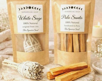 Palo Santo Sticks original aus Peru & weißer Salbei aus Handernte Kalifornien | Räucher-Set | Naturbelassen | plastikfreier Versand